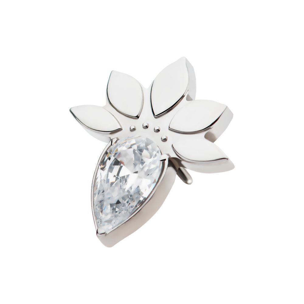Titanium Threadless Marquise Cluster Fan Shape with Teardrop CZ Top