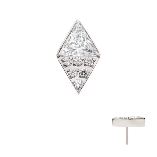Titanium Threadless Triangle & Round CZ Rhombus Shape Top