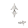 Titanium Threadless Double Triangle Prong Set CZ Dangle Top