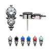 Titanium Threadless 2-Bezel Set Synthetic Opal/AAA Gem/Swarovski Zirconia & Beads Cluster Top