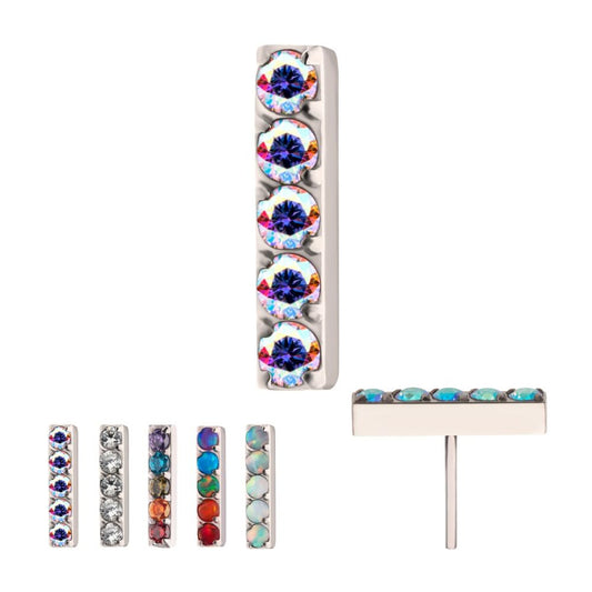 Titanium Threadless Prong Set Crystal/CZ/Opal 5-Cluster Bar Top
