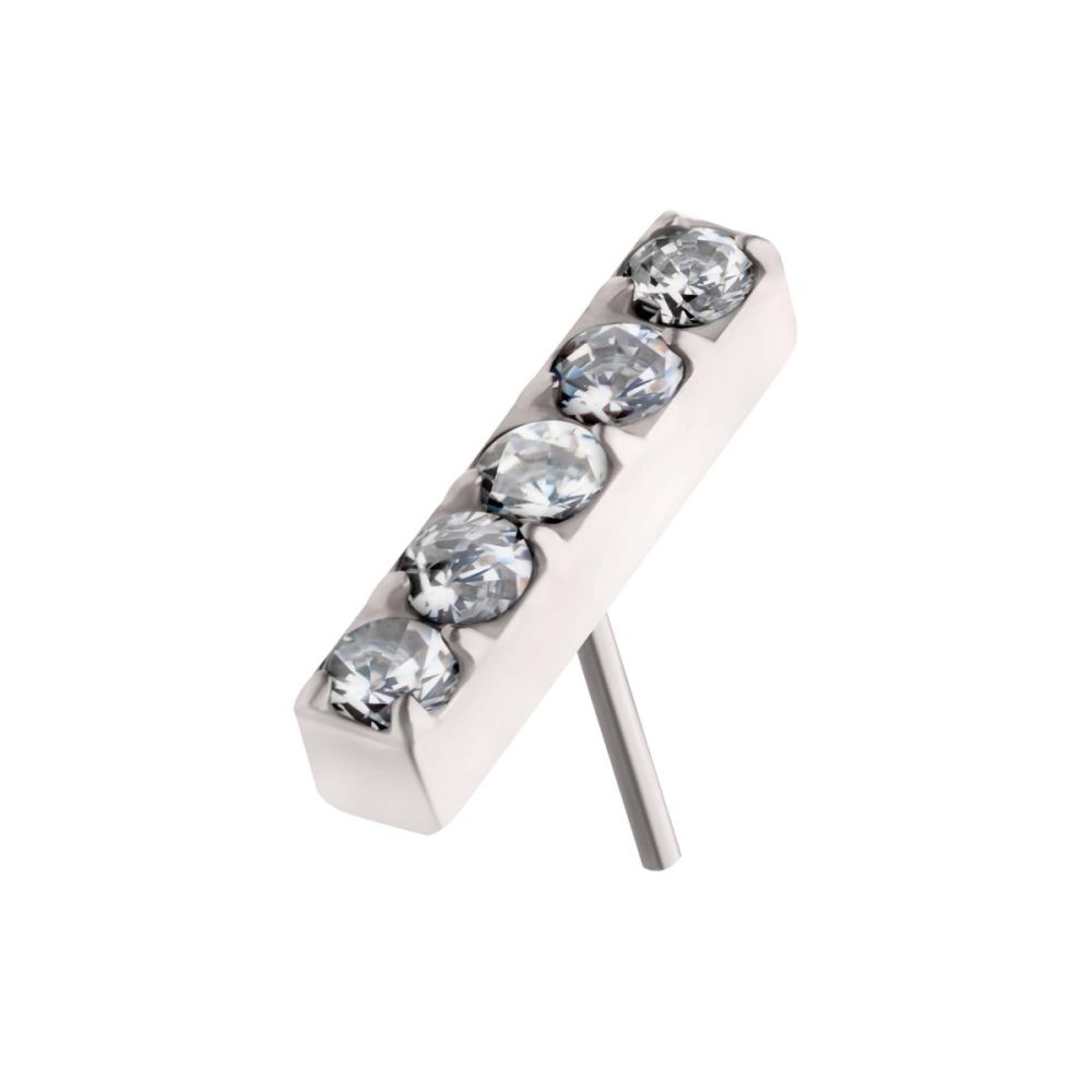Titanium Threadless Prong Set Crystal/CZ/Opal 5-Cluster Bar Top