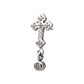 Titanium Threadless Milgrain Edge Prong Set CZ Gem Cross Top with Dangle Bezel Gem