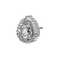 Titanium Threadless Beaded Edge Prong Set Teardrop CZ Gem Top