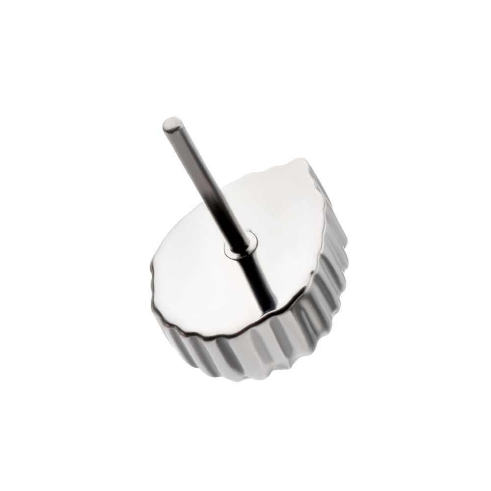 Titanium Threadless Beaded Edge Prong Set Teardrop CZ Gem Top