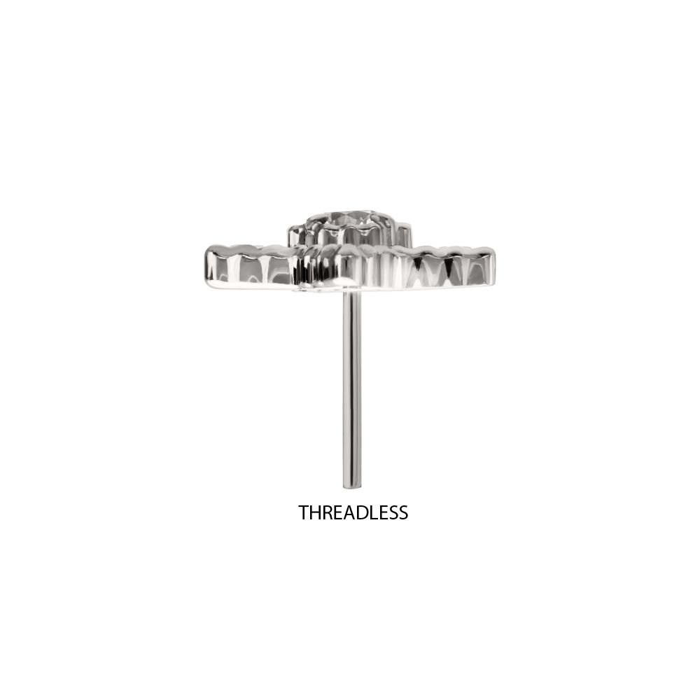 Titanium Threadless Milgrain Edge Star Top with Prong Set CZ Gem