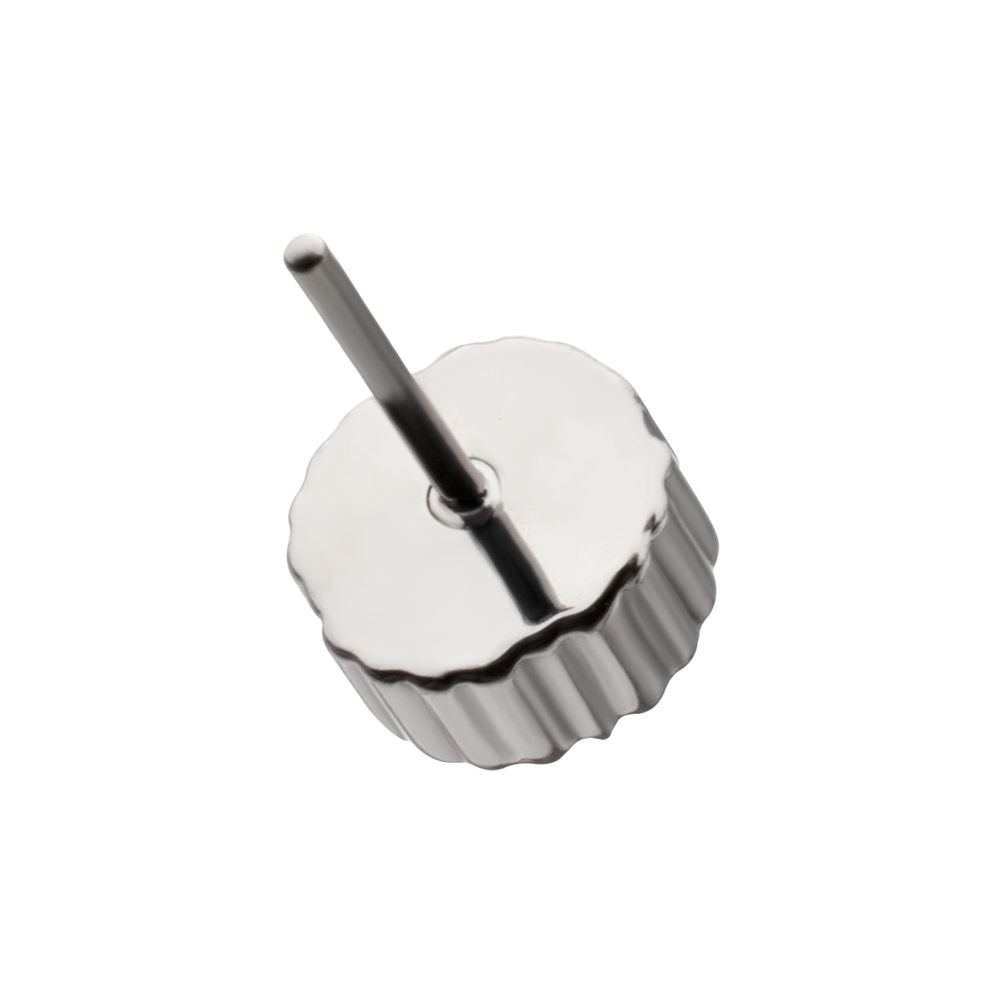 Titanium Threadless Beaded Edge Prong Set CZ Round Gem Top