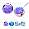Titanium Threadless Bezel Set Synthetic Opal Side Facing Top