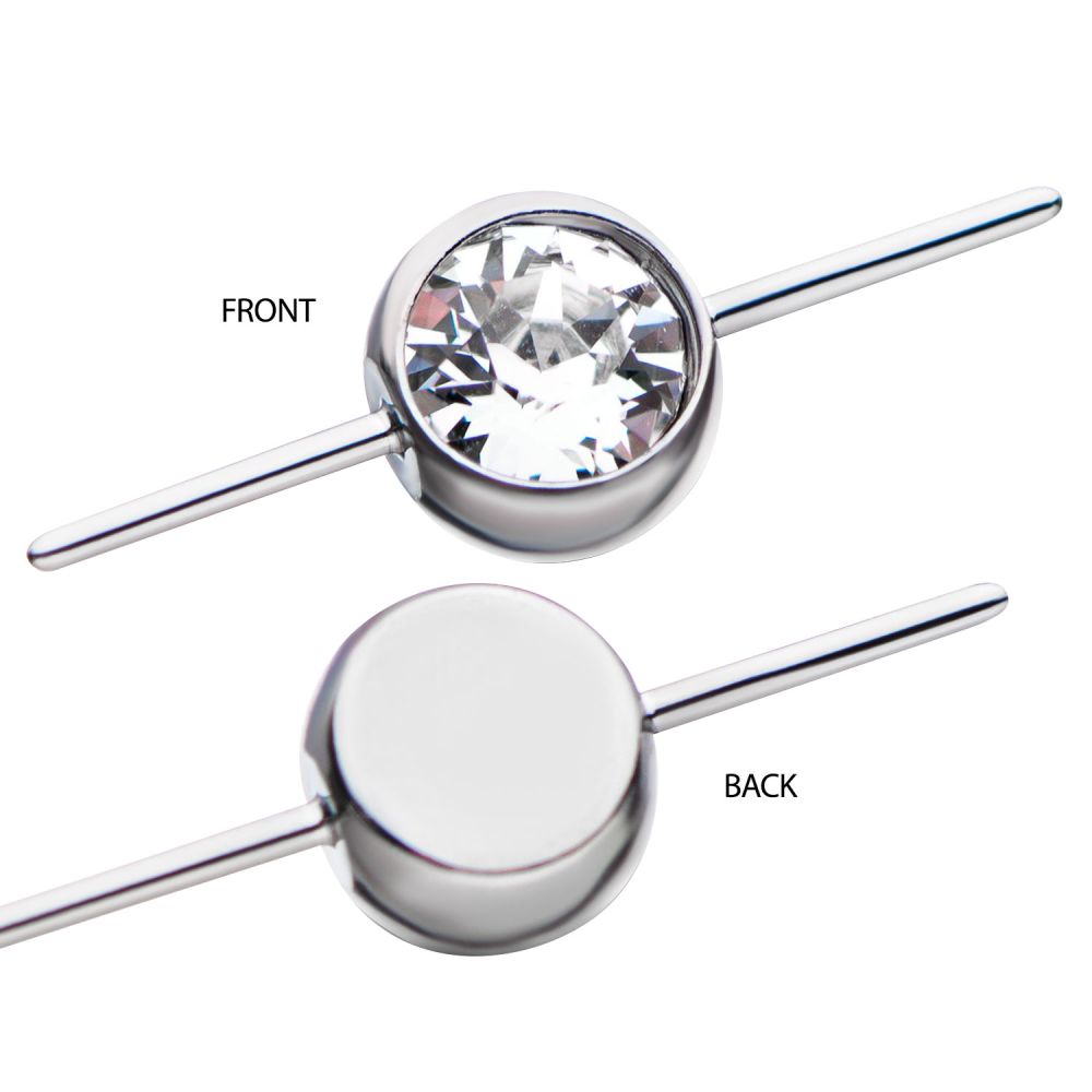Titanium Threadless Bezel Set Swarovski Crystal Connector