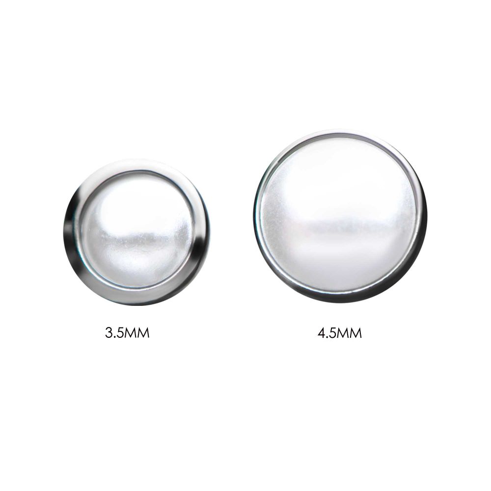 Titanium Threadless Bezel Set White Pearl Front Facing Top