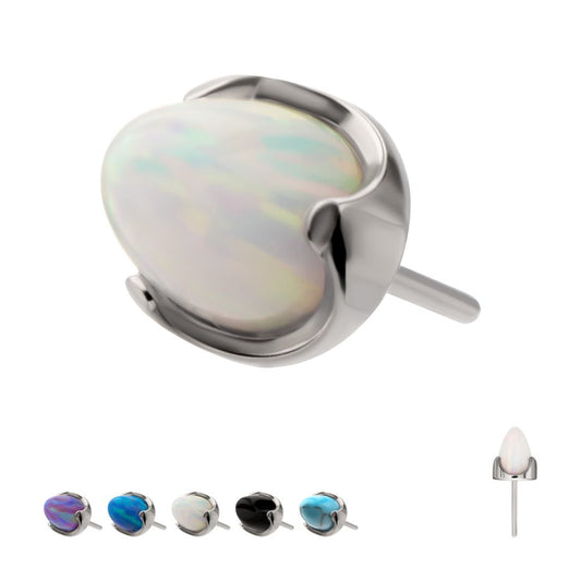 Titanium Threadless Stone Bullet Top with 4-Claw Prongs