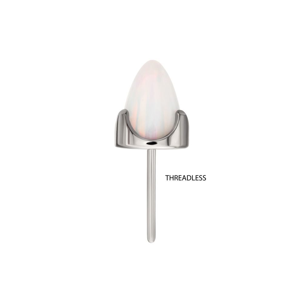 Titanium Threadless Stone Bullet Top with 4-Claw Prongs