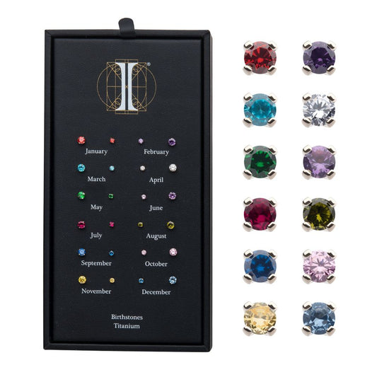 Titanium Threadless with Prong Set Birthstone Top