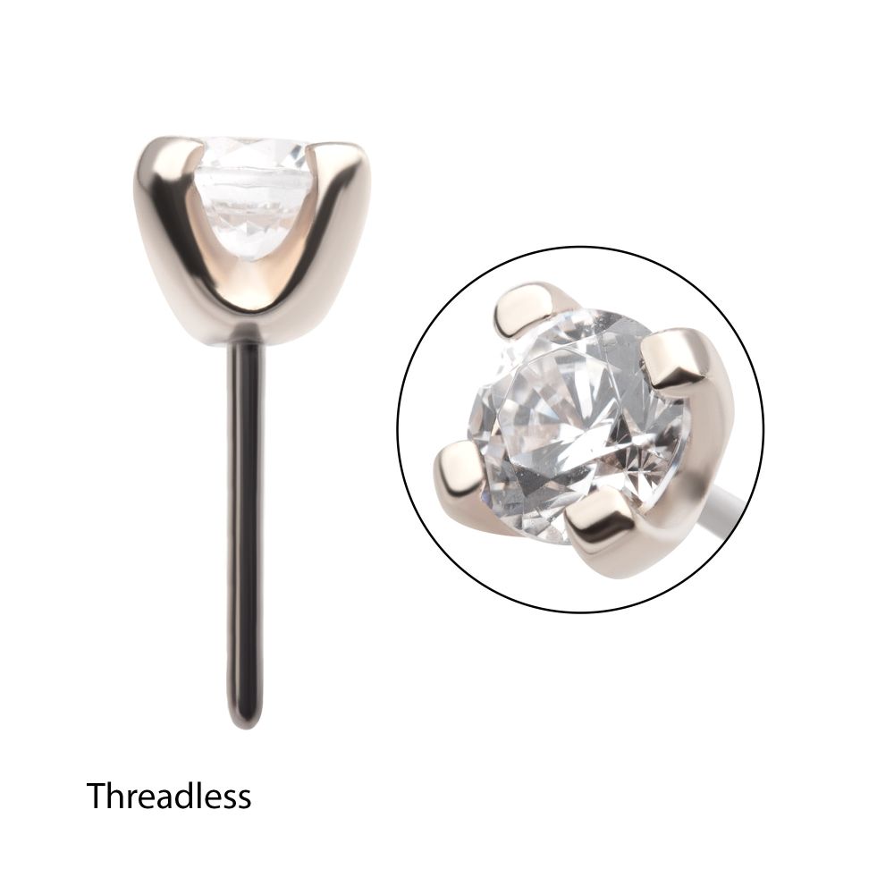 Titanium Threadless with Prong Set Birthstone Top