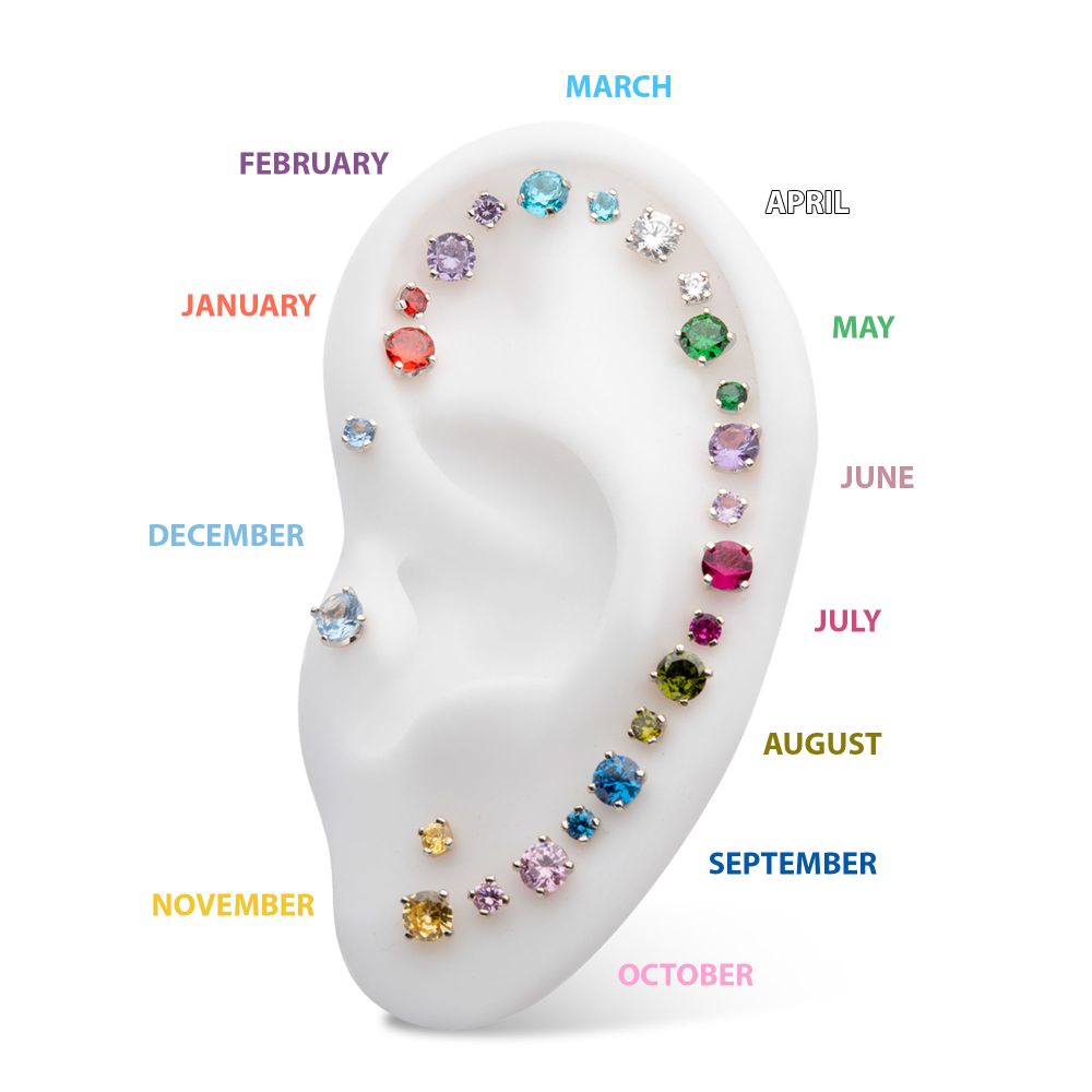 Titanium Threadless with Prong Set Birthstone Top