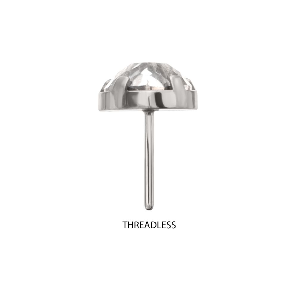 Titanium Threadless Prong Set Heart Shaped Gem Top