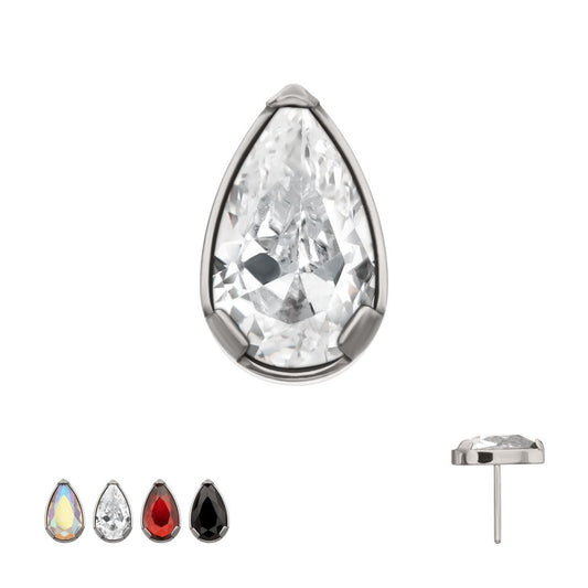 Titanium Threadless Prong Set Teardrop Shaped Gem Top