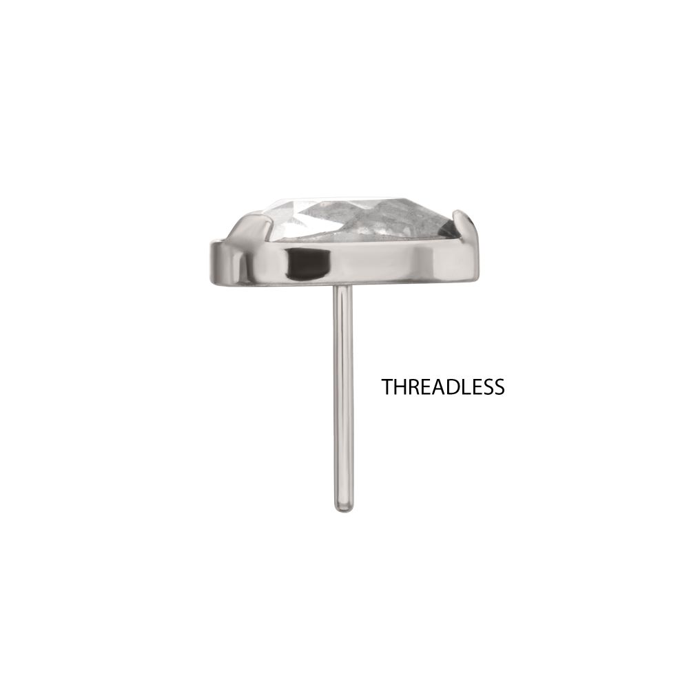 Titanium Threadless Prong Set Teardrop Shaped Gem Top