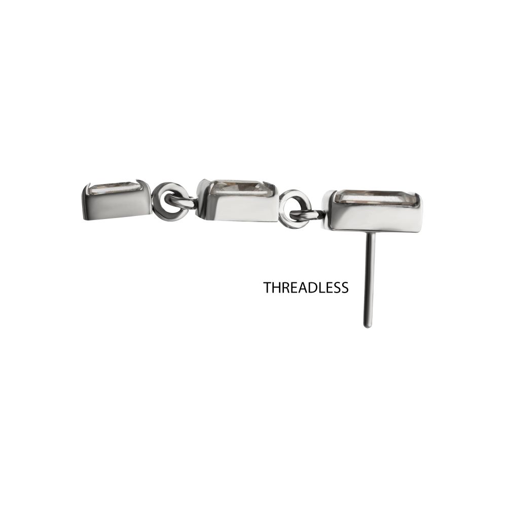 Titanium Threadless Triple Baguette Gem Dangle Top