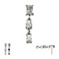 Titanium Threadless Prong Set Gem Baguette Top with Double Gem Dangle