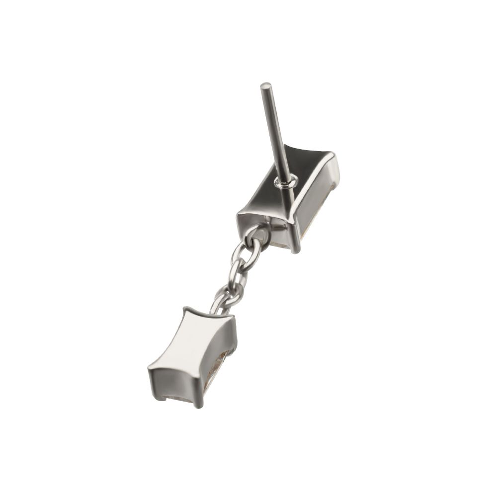 Titanium Threadless Double Baguette Prong Set Gem Dangle Top