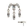 Titanium Threadless 3-Cluster Baguette Prong Set Gem Top with Dangle Gem