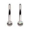 Titanium Threadless with Bezel Set CZ/Opal Fixed Ball Bottom Curved Barbell