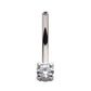 Titanium Threadless with Prong Set CZ Fixed Bottom Curved Barbell