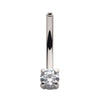 Titanium Threadless with Prong Set CZ Fixed Bottom Curved Barbell