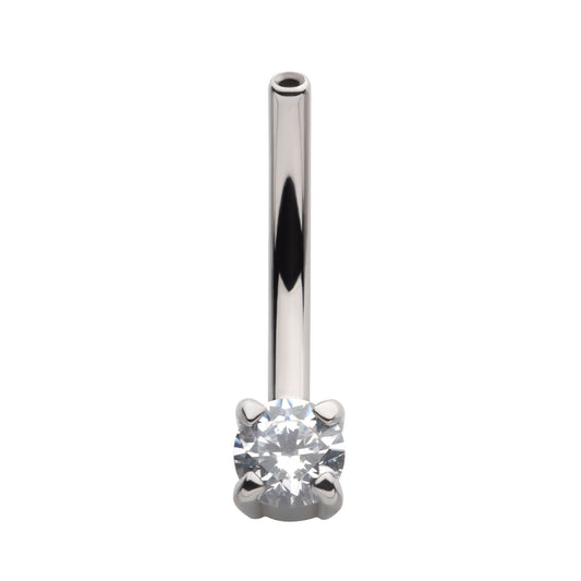 Titanium Threadless Fixed Bottom Prong Set Gem Curved Barbell
