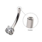 Titanium Threadless Fixed Bottom Prong Set Gem Curved Barbell