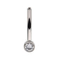 Titanium Threadless with Bezel Set CZ Fixed Disc Bottom Curved Barbell