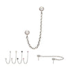 Titanium Threadless Double Bezel Set Gem Top with Rolo Chain Dangle