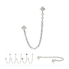 Titanium Threadless Double Prong Set Gem Top with Rolo Chain Dangle