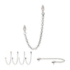 Titanium Threadless Double Prong Set Marquise Gem Top with Rolo Chain Dangle