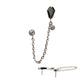 Titanium Threadless Coffin Black & Duo Bezel Round CZ with Rolo Chain Dangle Tops