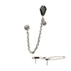 Titanium Threadless Coffin Black & Duo Bezel Round CZ with Rolo Chain Dangle Tops