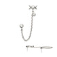 Titanium Threadless Triple Moon Phase & Duo Bezel Round CZ with Rolo Chain Dangle Tops