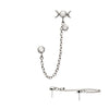 Titanium Threadless Triple Moon Phase & Duo Bezel Round CZ with Rolo Chain Dangle Tops