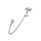 Titanium Threadless Triple Moon Phase & Duo Bezel Round CZ with Rolo Chain Dangle Tops