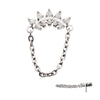 Titanium Threadless 5-Cluster Marquise AAA CZ Top with Dangle Chain
