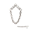 Titanium Threadless 5-Cluster Round AAA CZ Chevron Shape Top with Dangle Chain