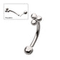 Titanium Tri-Bead Fixed Top with Threadless Bottom Curved Barbell