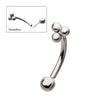 Titanium Tri-Bead Fixed Top with Threadless Bottom Curved Barbell
