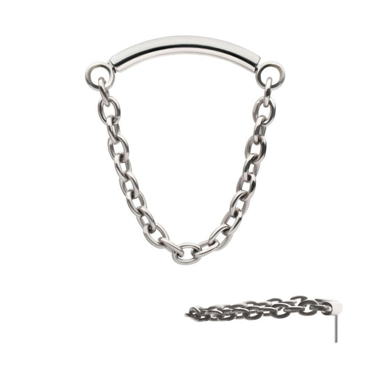 Titanium-Threadless Dangle Chain Curved Bar Top