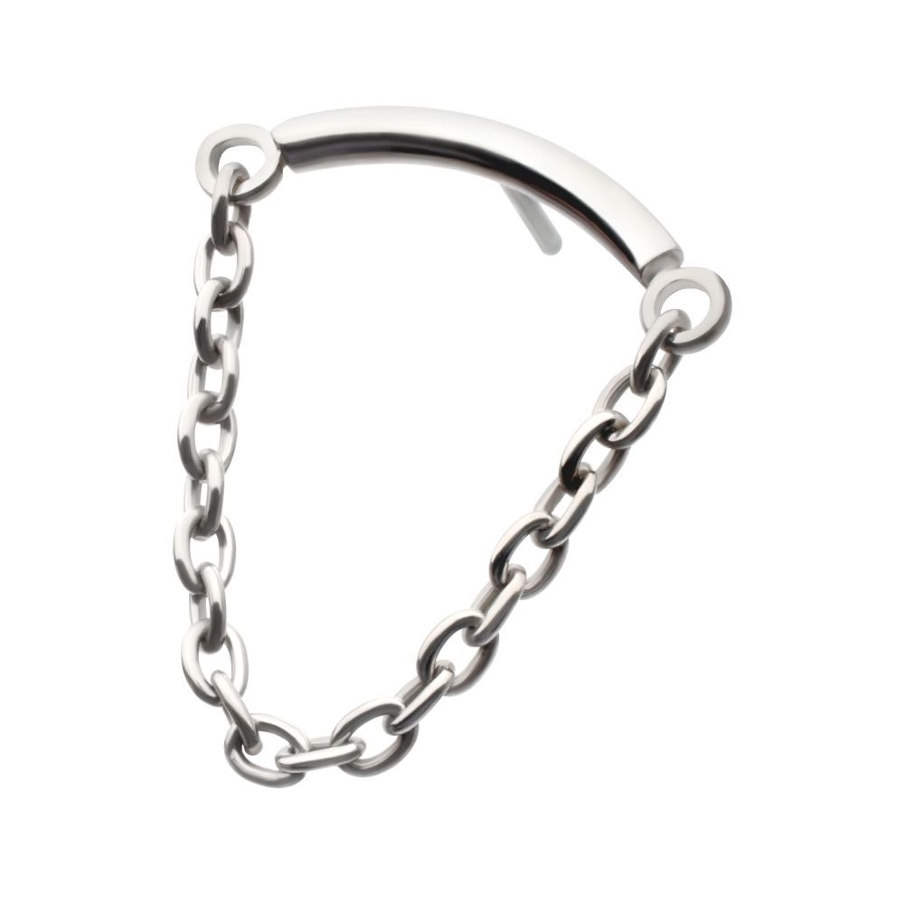 Titanium-Threadless Dangle Chain Curved Bar Top