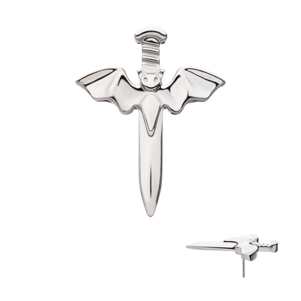 Titanium Threadless Dagger with Flying Bat Top