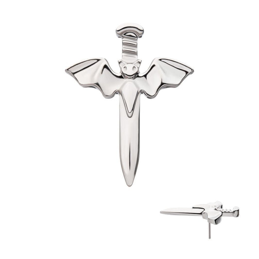 Titanium Threadless Dagger with Flying Bat Top