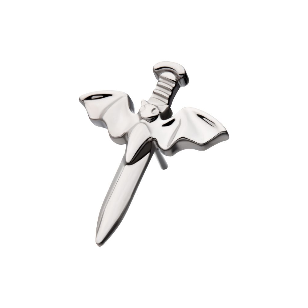 Titanium Threadless Dagger with Flying Bat Top