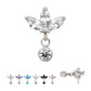 Titanium Threadless 3 Marquise Fan Top with Bezel Gem Dangle